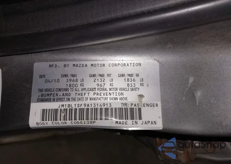 2010 Mazda Mazda3 I Touring z USA, uszkodzony, nr VIN JM1BL1SF9A1314913